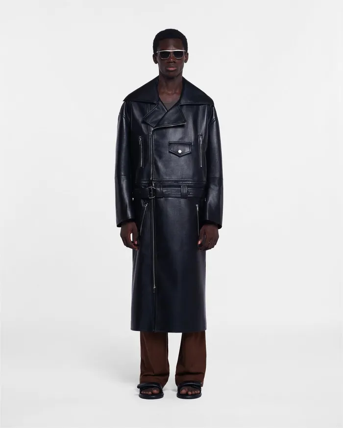 Ross Regenerated Leather Biker Coat Black Men Nanushka Outerwear and Jackets