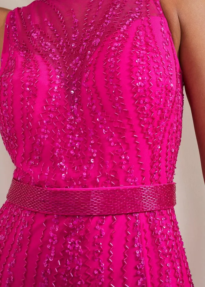 Rowena Beaded Maxi Dress Fuchsia Women Phase Eight Dresses