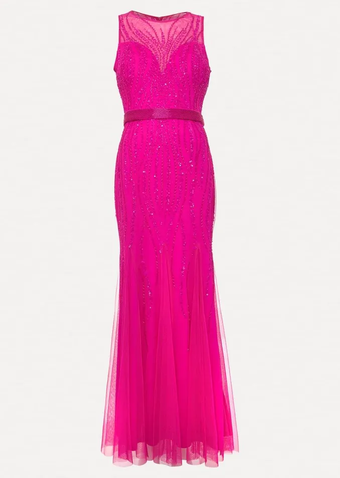 Rowena Beaded Maxi Dress Fuchsia Women Phase Eight Dresses