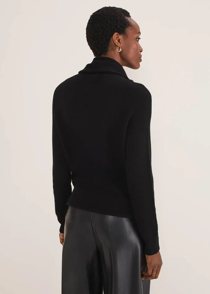 Rylee Roll Neck Knit Black Women Phase Eight Knitwear