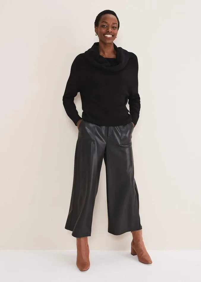 Rylee Roll Neck Knit Black Women Phase Eight Knitwear