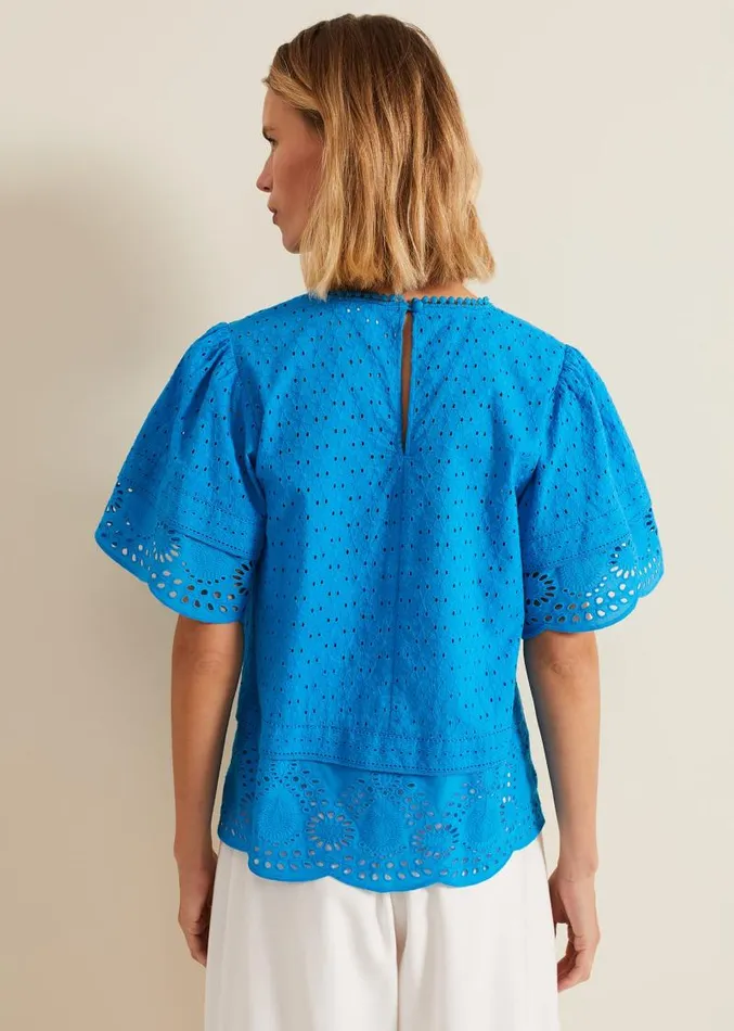 Sage Broderie Top Blue Women Phase Eight Shirts and Blouses