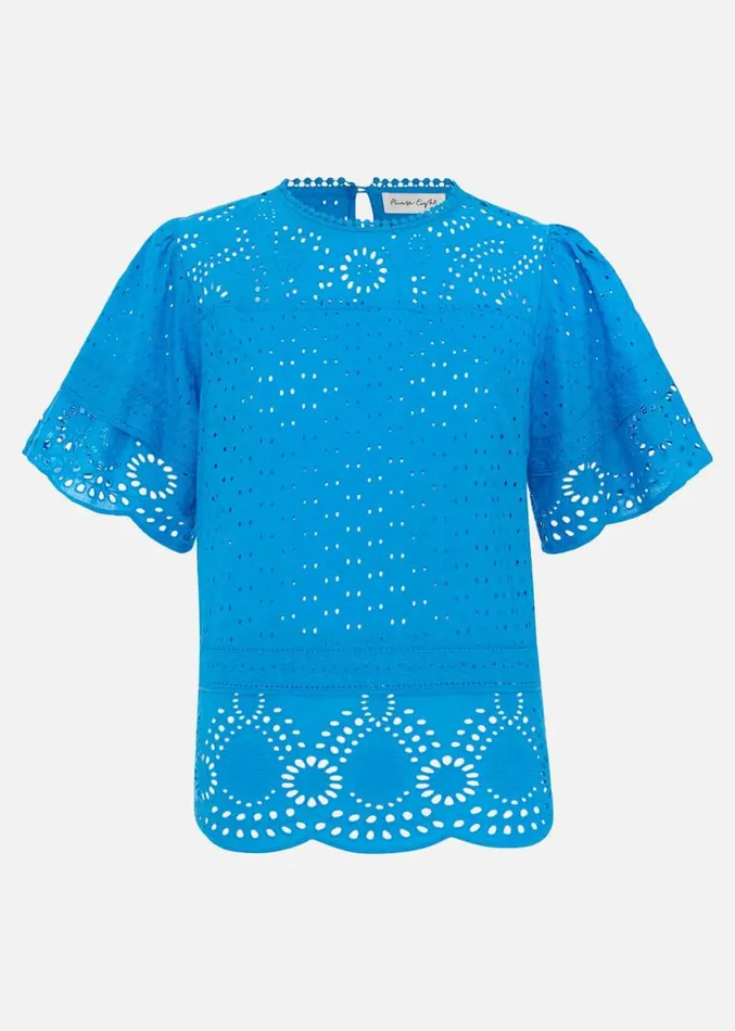 Sage Broderie Top Blue Women Phase Eight Shirts and Blouses