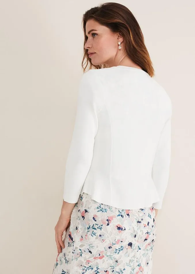 Salma Flare Hem Knitted Jacket Ivory Women Phase Eight Jackets