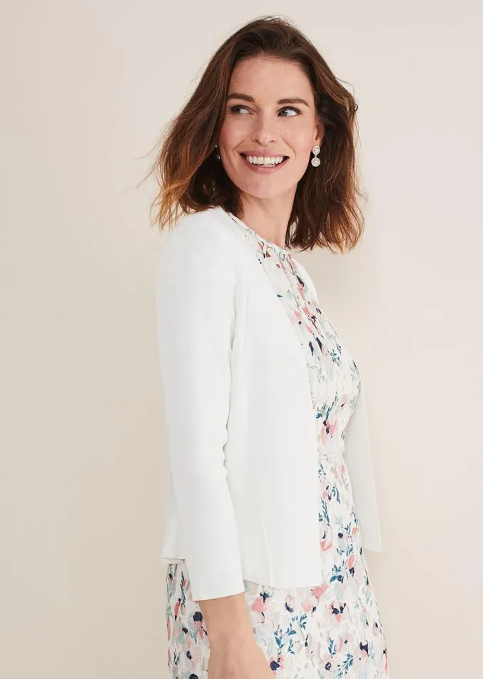 Salma Flare Hem Knitted Jacket Ivory Women Phase Eight Jackets