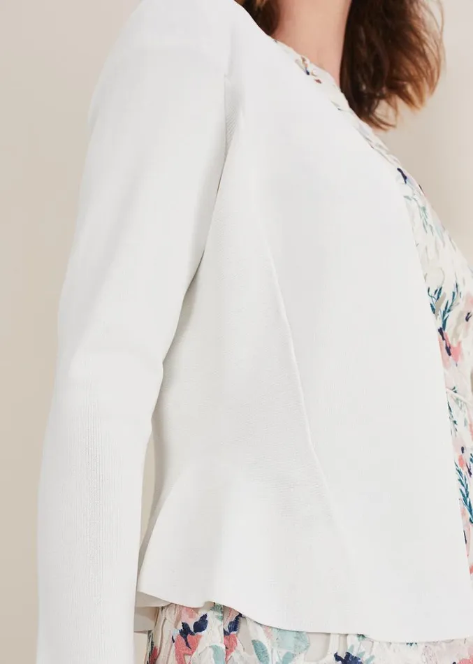 Salma Flare Hem Knitted Jacket Ivory Women Phase Eight Jackets
