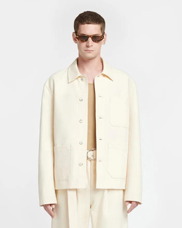 Saon Structured Twill Jacket Creme Men Nanushka Tailoring