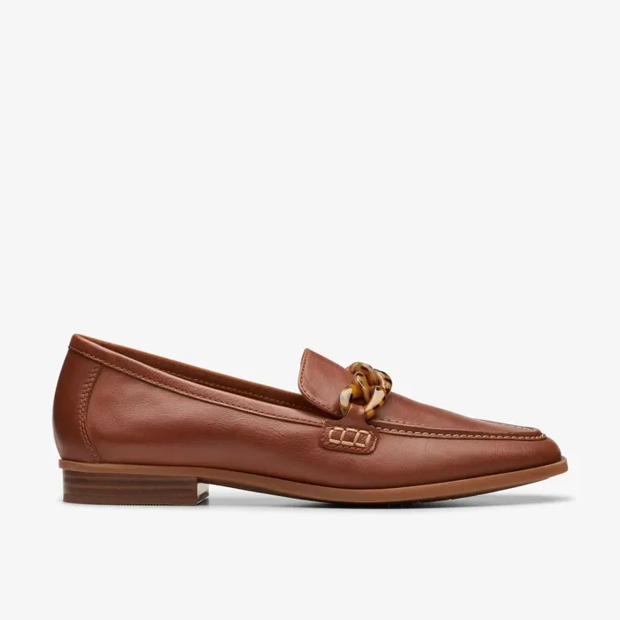 Sarafyna Iris Tan Leather Women Clarks SlipOns