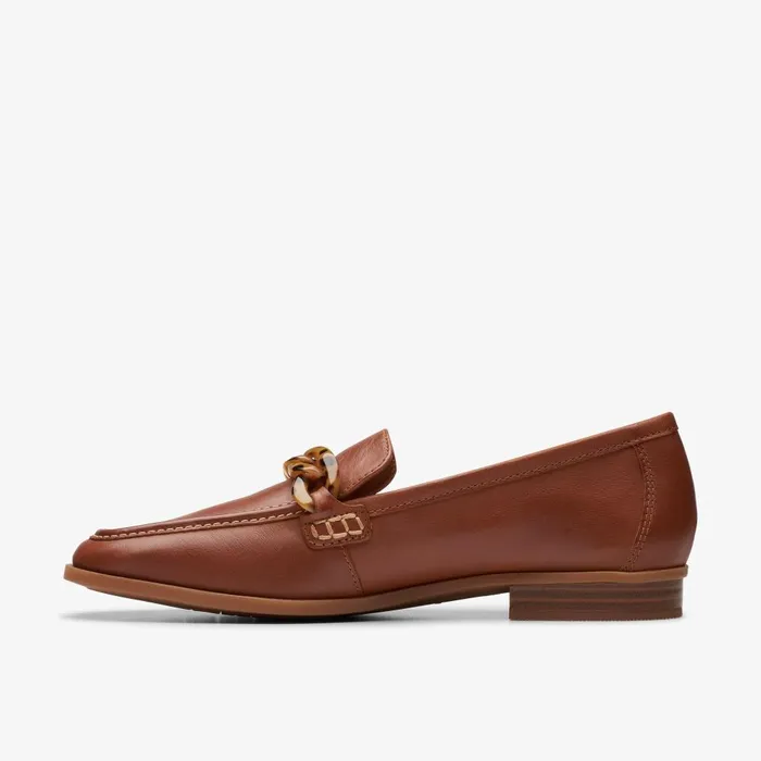 Sarafyna Iris Tan Leather Women Clarks SlipOns