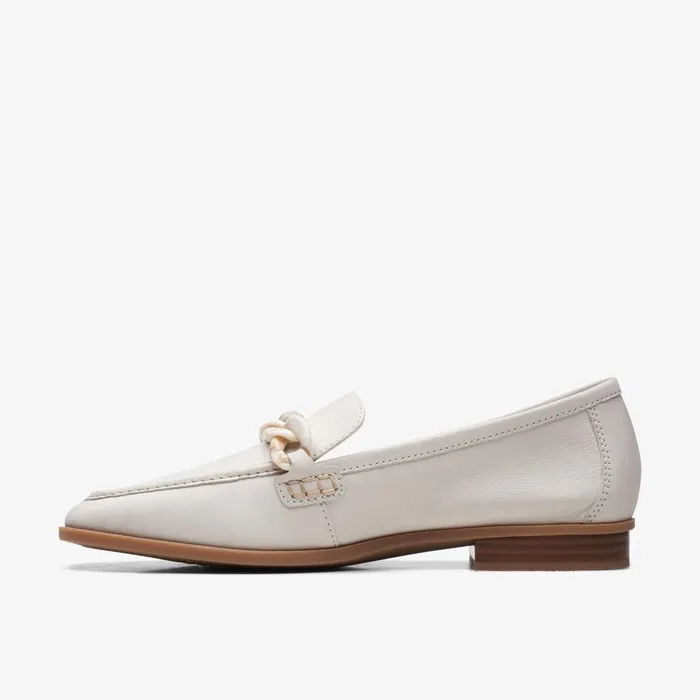 Sarafyna Iris White Leather Women Clarks SlipOns