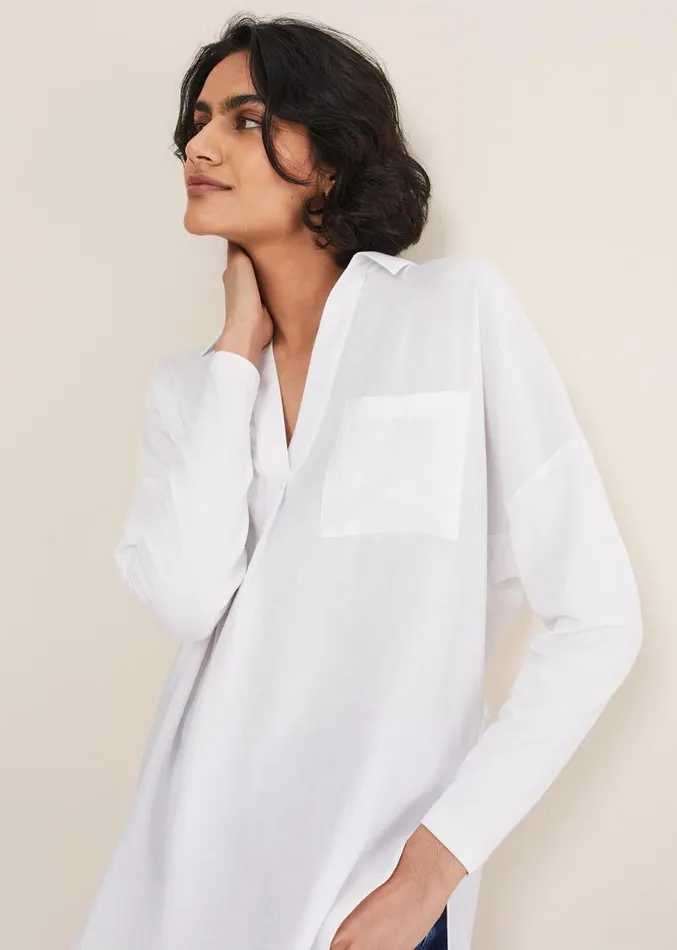 Saskia Woven Front Shirt White Women Phase Eight Shirts and Blouses