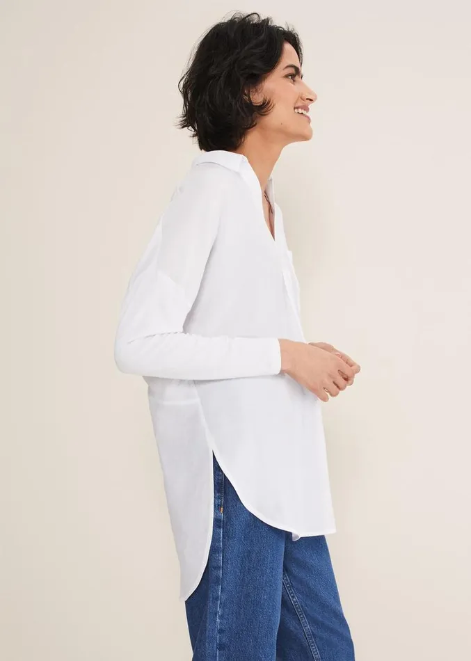 Saskia Woven Front Shirt White Women Phase Eight Shirts and Blouses