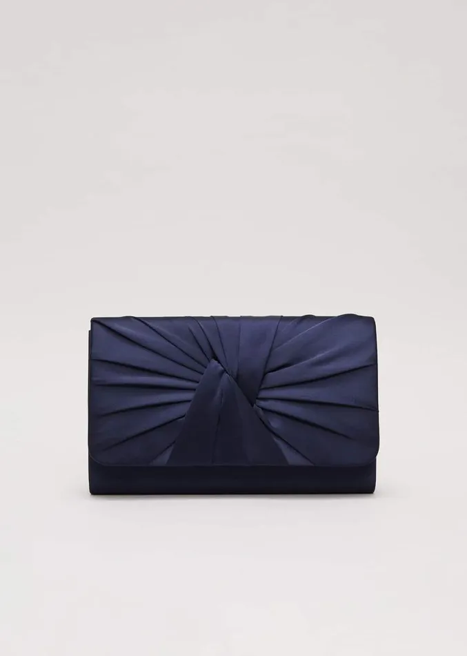 Satin Twist Clutch Navy Women Phase Eight Bags and Clutches