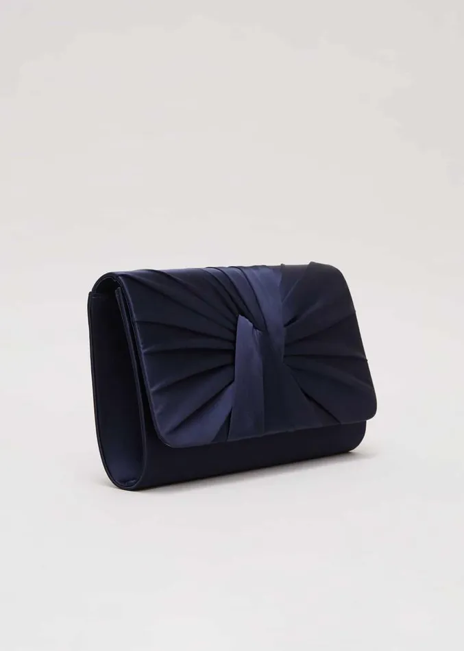 Satin Twist Clutch Navy Women Phase Eight Bags and Clutches