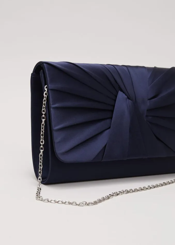 Satin Twist Clutch Navy Women Phase Eight Bags and Clutches