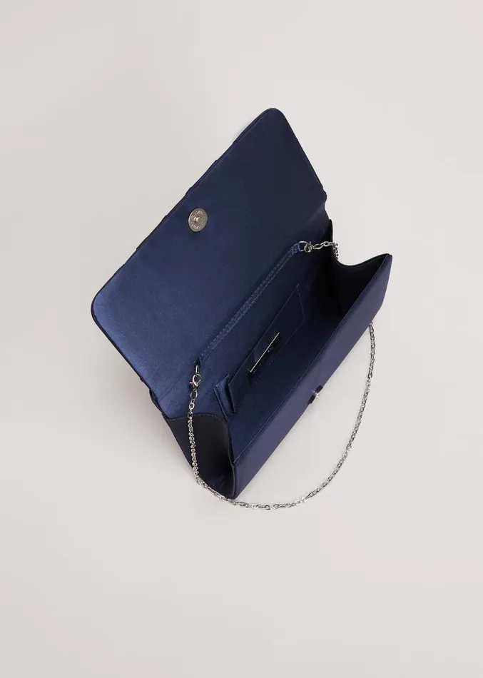 Satin Twist Clutch Navy Women Phase Eight Bags and Clutches
