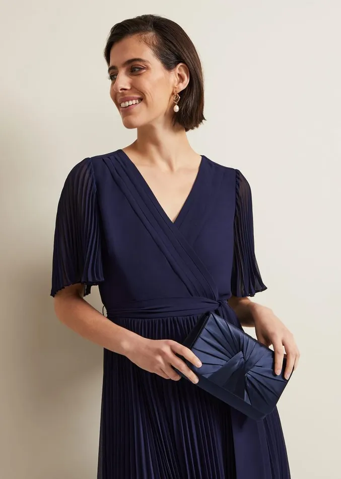 Satin Twist Clutch Navy Women Phase Eight Bags and Clutches