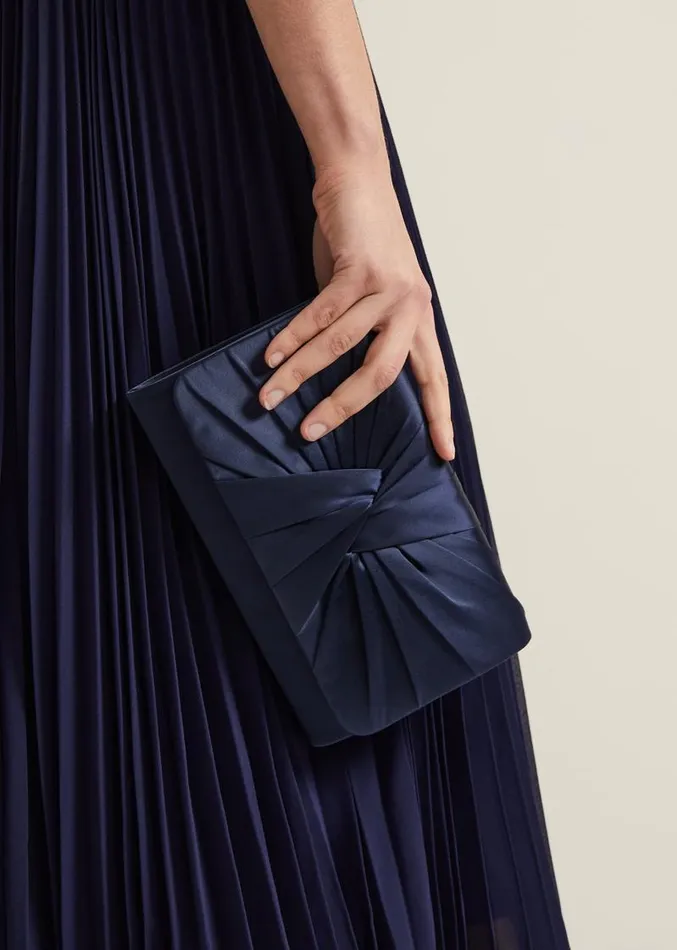 Satin Twist Clutch Navy Women Phase Eight Bags and Clutches