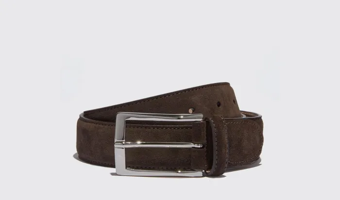 Scarosso Belts Men Cintura Testa Di Moro Classica Dark Brown Suede
