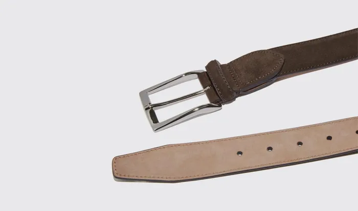 Scarosso Belts Men Cintura Testa Di Moro Classica Dark Brown Suede