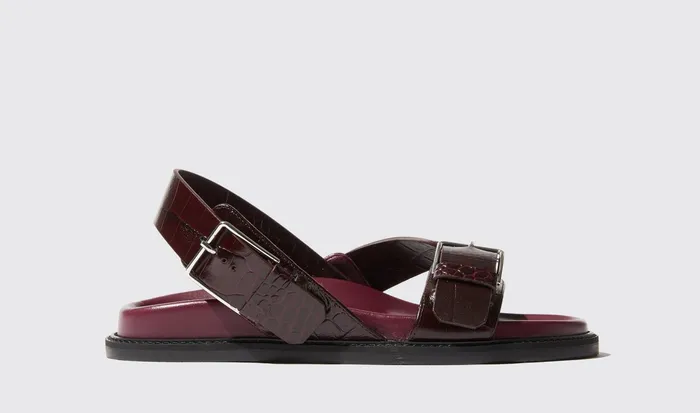 Scarosso Sandals Women Hailey Burgundy Croco Burgundy 8211 Crocoprinted