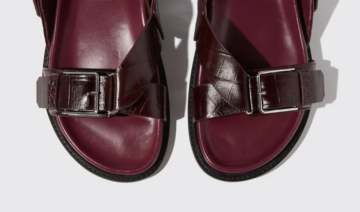 Scarosso Sandals Women Hailey Burgundy Croco Burgundy 8211 Crocoprinted