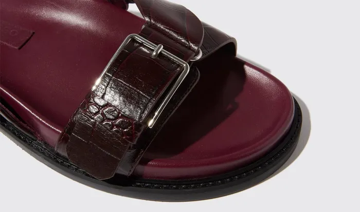 Scarosso Sandals Women Hailey Burgundy Croco Burgundy 8211 Crocoprinted