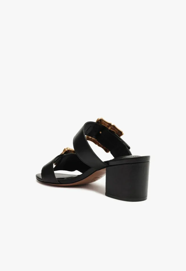 Schutz Shoes Enola Women Enola Mid Block Leather Sandal Black