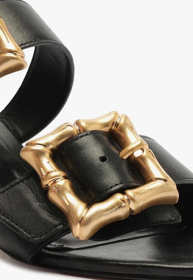 Schutz Shoes Enola Women Enola Mid Block Leather Sandal Black
