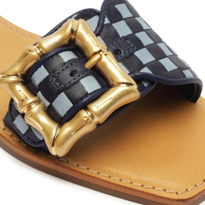 Schutz Shoes Enola Women Enola Woven Leather Sandal Blue