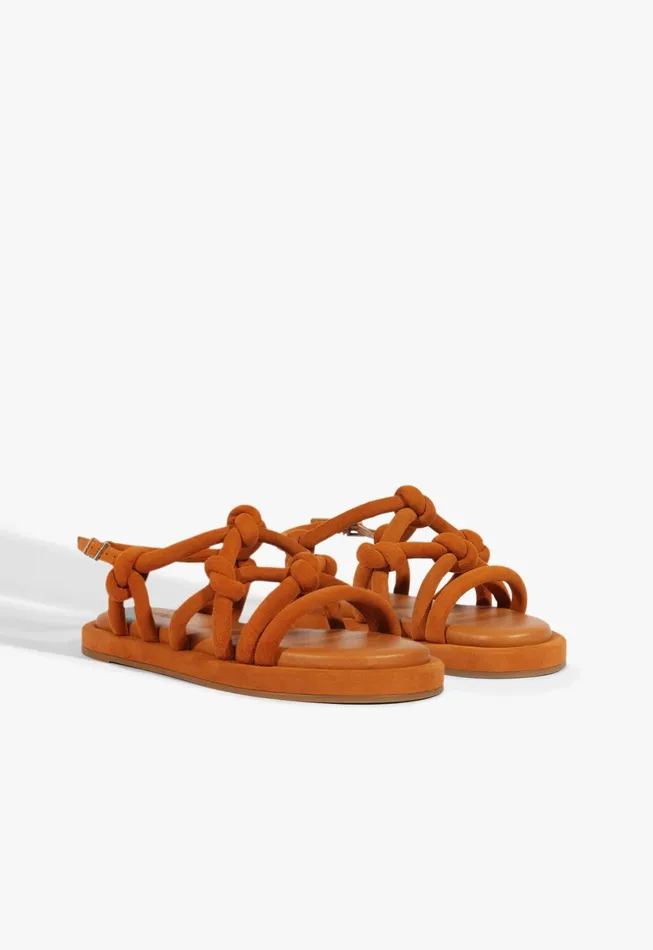 Schutz Shoes Flats Women Janet Sandal Brown