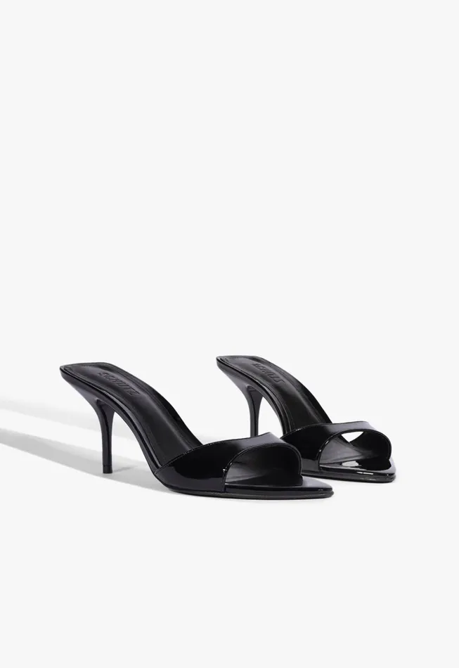 Schutz Shoes Mules Women Elodie Patent Leather Sandal Black