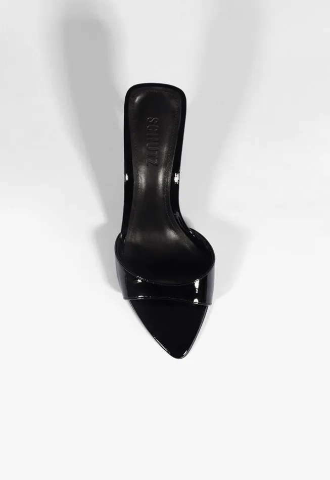 Schutz Shoes Mules Women Elodie Patent Leather Sandal Black