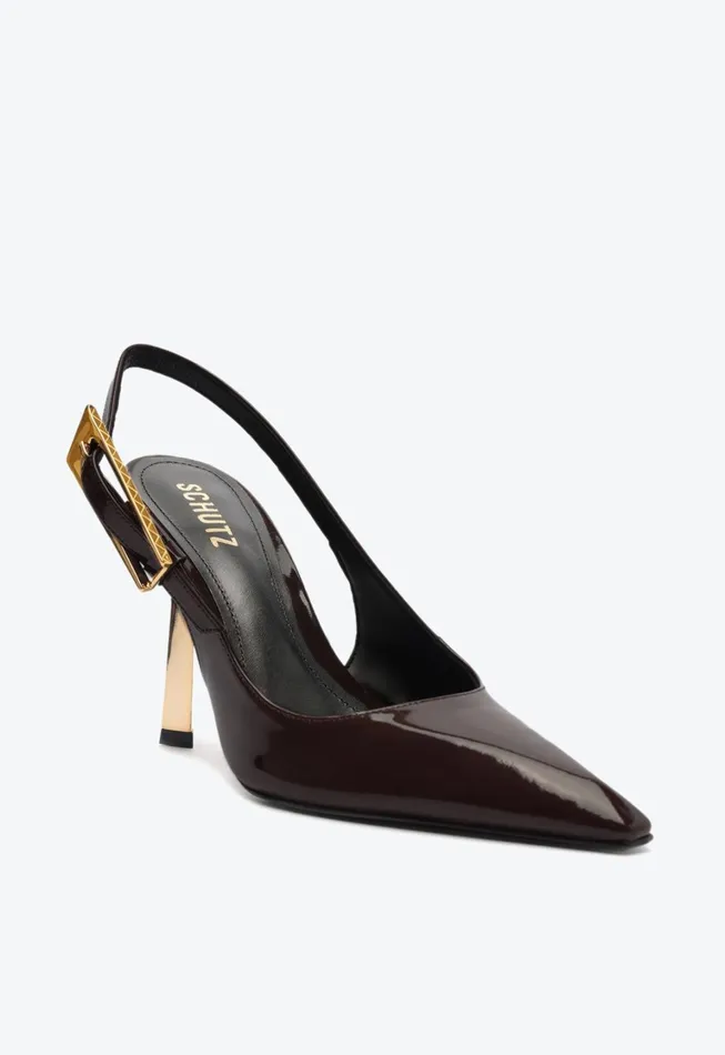 Schutz Shoes Women Ciara Patent Leather Pump Brown