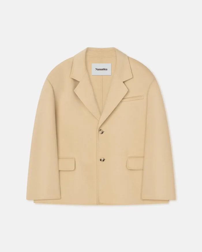 Sea Double Wool And Silk Blend Blazer Creme Women Nanushka Tops