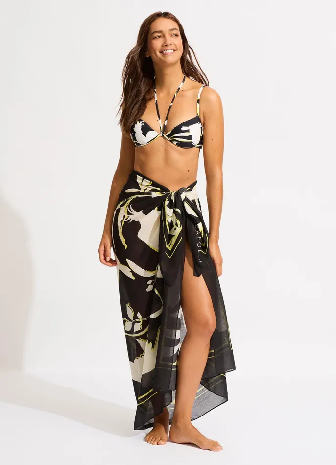 Seafolly Birds Of Paradise Sarong 8211 Black Women Skirts and Sarongs
