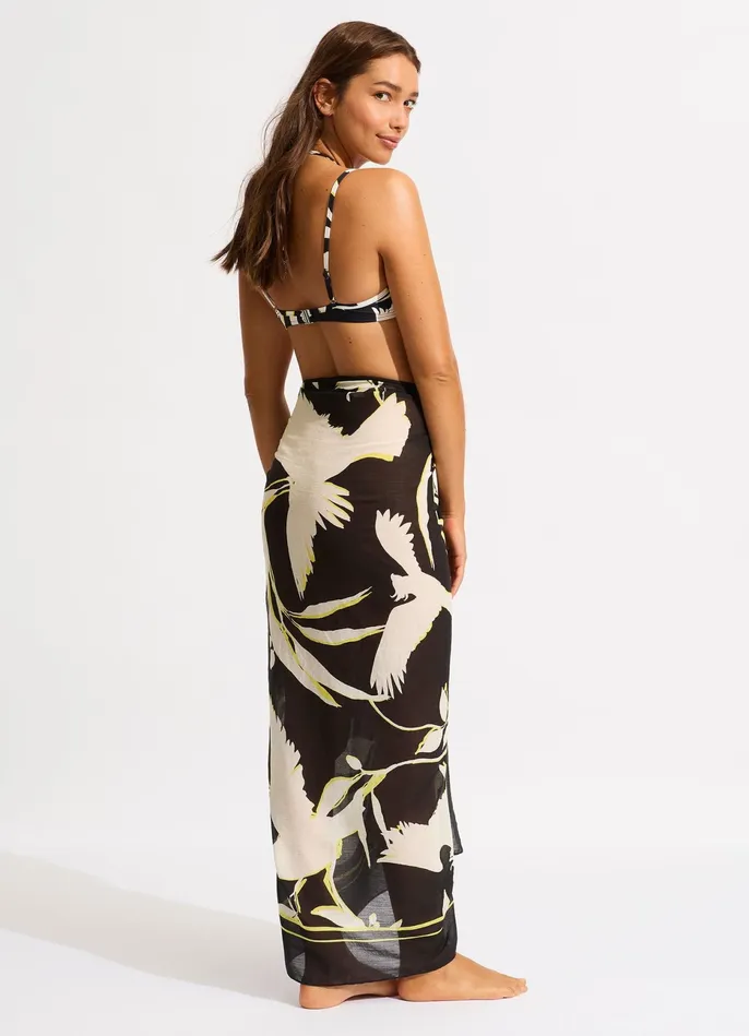 Seafolly Birds Of Paradise Sarong 8211 Black Women Skirts and Sarongs