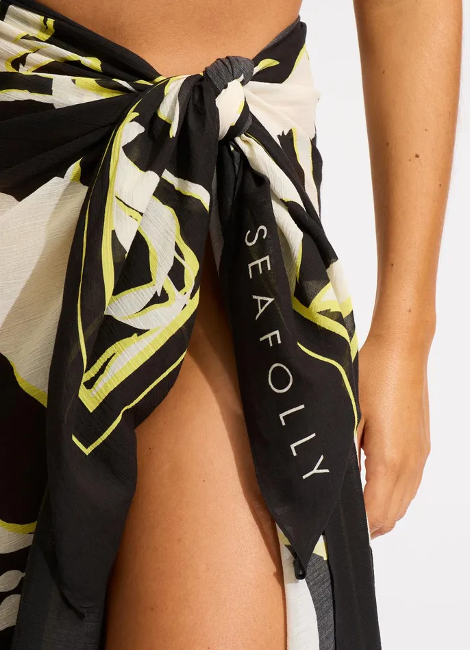 Seafolly Birds Of Paradise Sarong 8211 Black Women Skirts and Sarongs