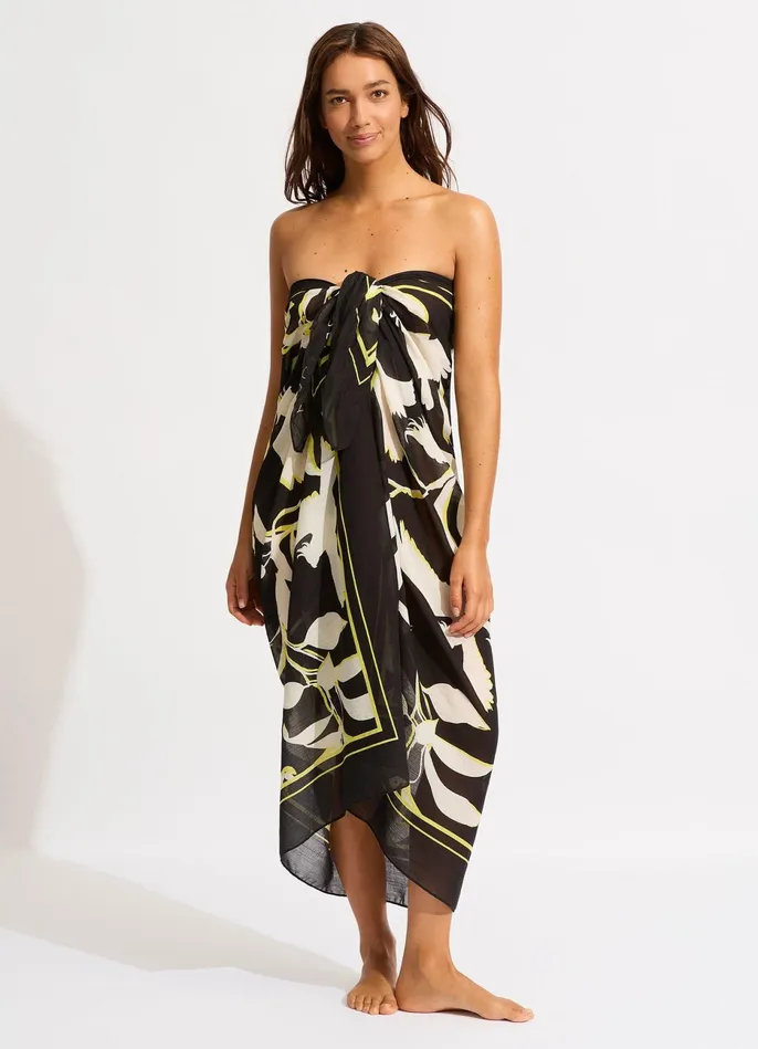 Seafolly Birds Of Paradise Sarong 8211 Black Women Skirts and Sarongs