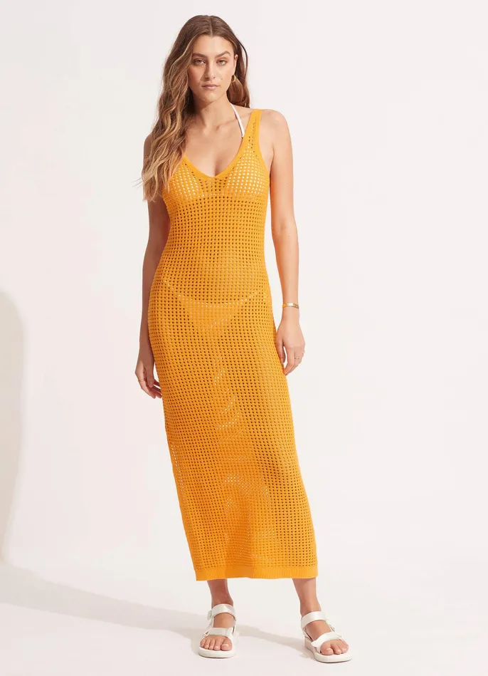 Seafolly Byron Knit Dress 8211 Rockmelon Women Beach Dresses