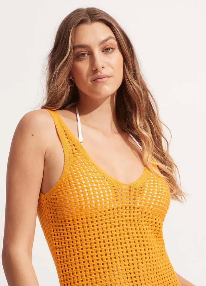 Seafolly Byron Knit Dress 8211 Rockmelon Women Beach Dresses