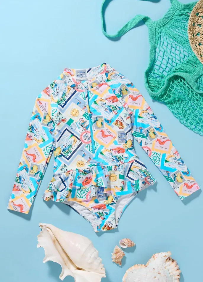 Seafolly Isle Of Capri Girls Paddlesuit 8211 Capri Girls Toddler and Girls One Pieces
