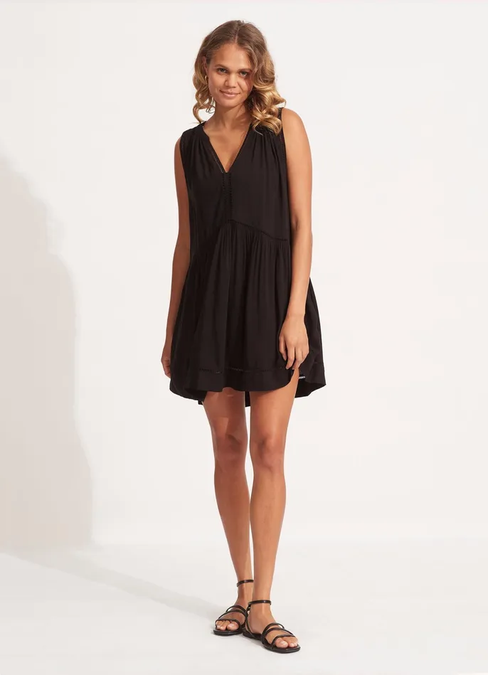 Seafolly Ladder Detail Dress 8211 Black Women Beach Dresses