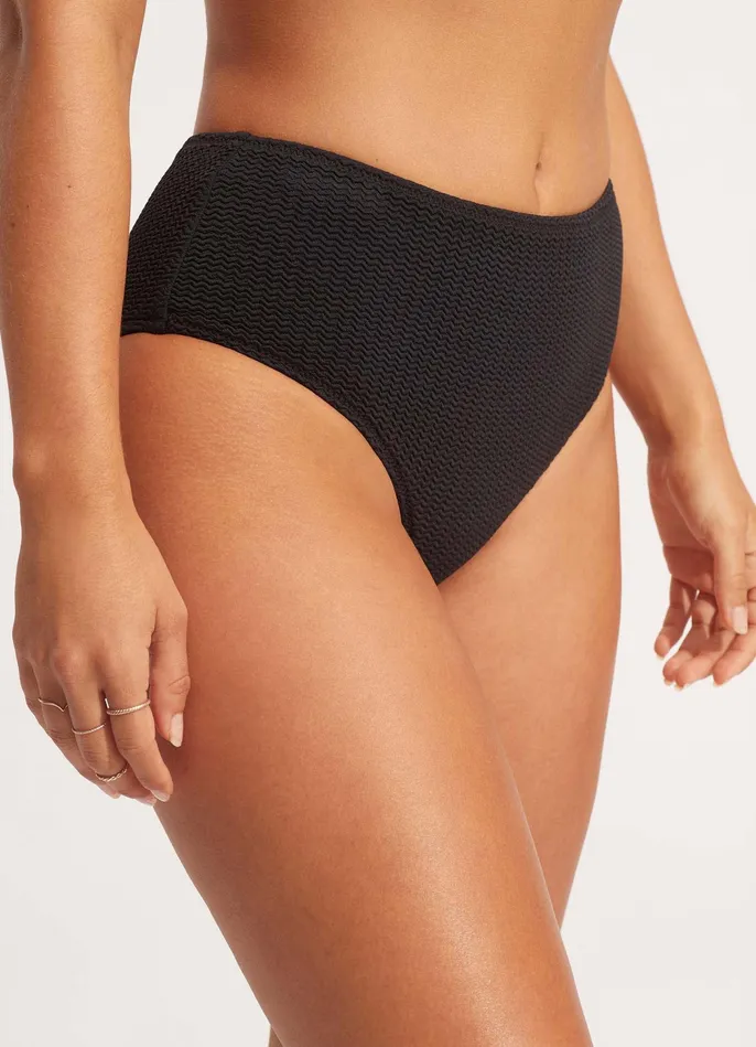 Seafolly Sea Dive Wide Side Retro 8211 Black Women More Coverage