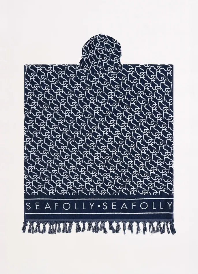 Seafolly SF Monogram Towel Poncho 8211 True Navy Women Beach Towels Seafolly SF Monogram Towel Poncho 8211 True Navy Women Beach Towels