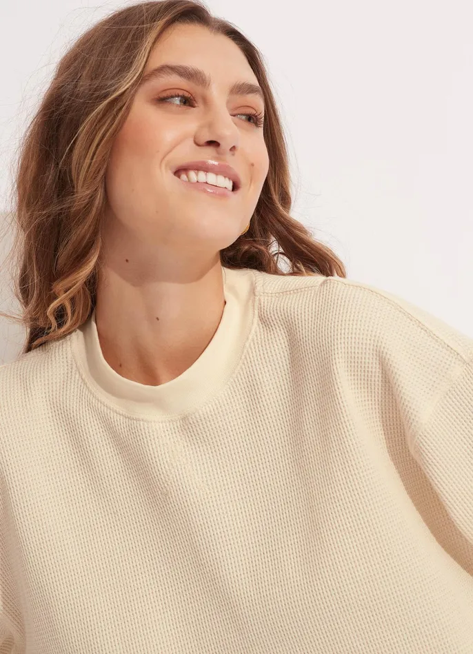Seafolly Waffle Sweat Top 8211 Natural Women Tops