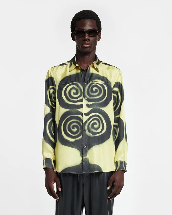 Sebas Printed SilkTwill Shirt Spiral Spray Men Nanushka Tops