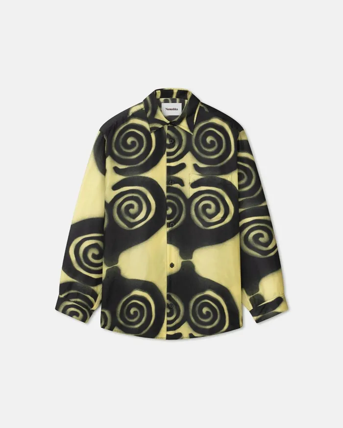 Sebas Printed SilkTwill Shirt Spiral Spray Men Nanushka Tops