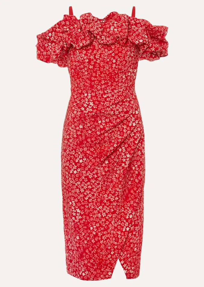 Senita Off Shoulder Ditsy Dress Redmulti Women Phase Eight Dresses