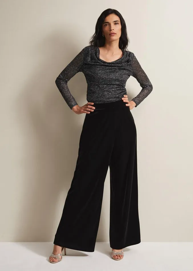 Sera Shimmer Cowl Neck Top Teal Women Phase Eight Tops and TShirts